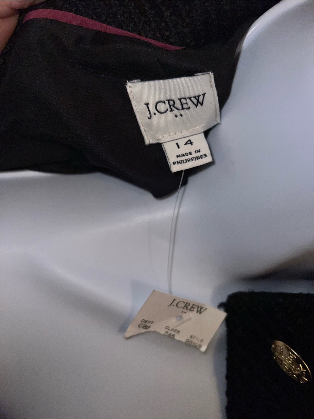 JCrew Classic Black Textured Button-Front Women's Jacket - Picture 3 of 3